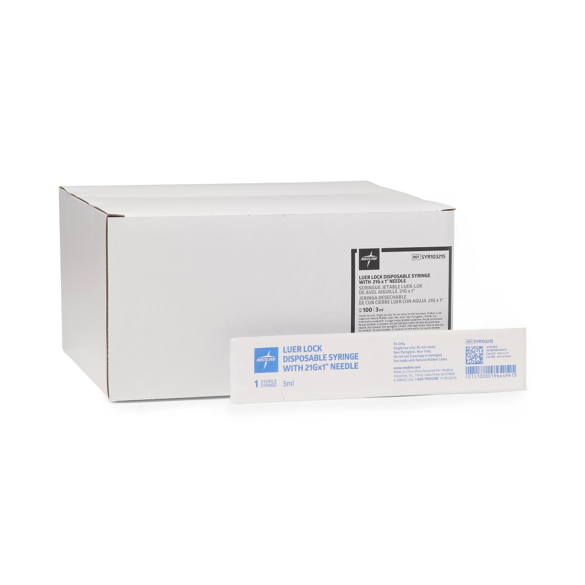 Medline Standard Hypodermic Syringes with Needle